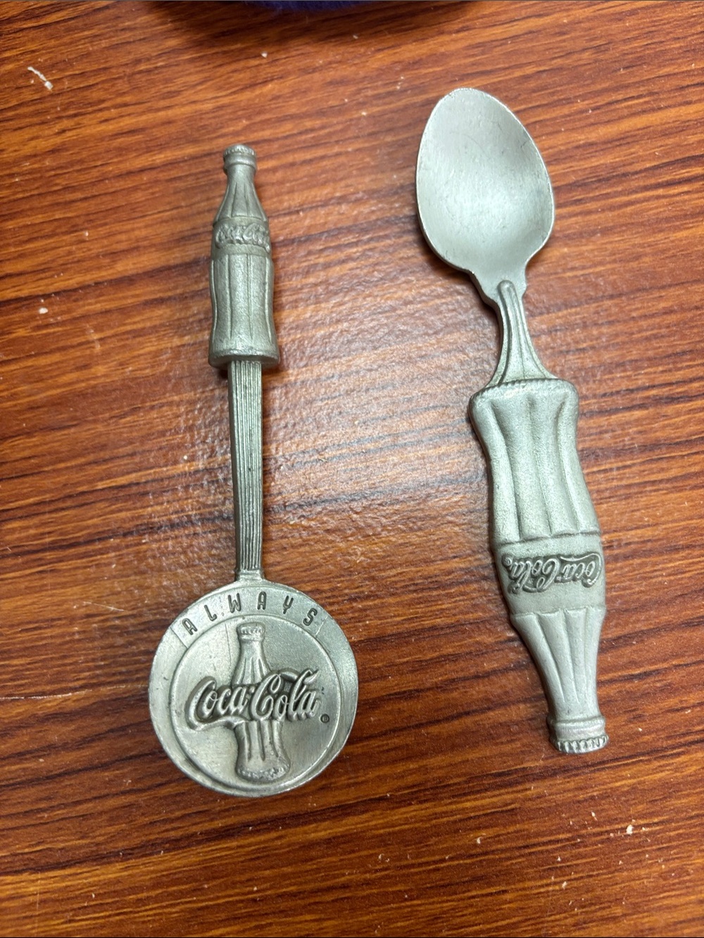 Coca Cola Silver-Toned Collectible Spoons with Bottle Handle Detail- bundle of 2